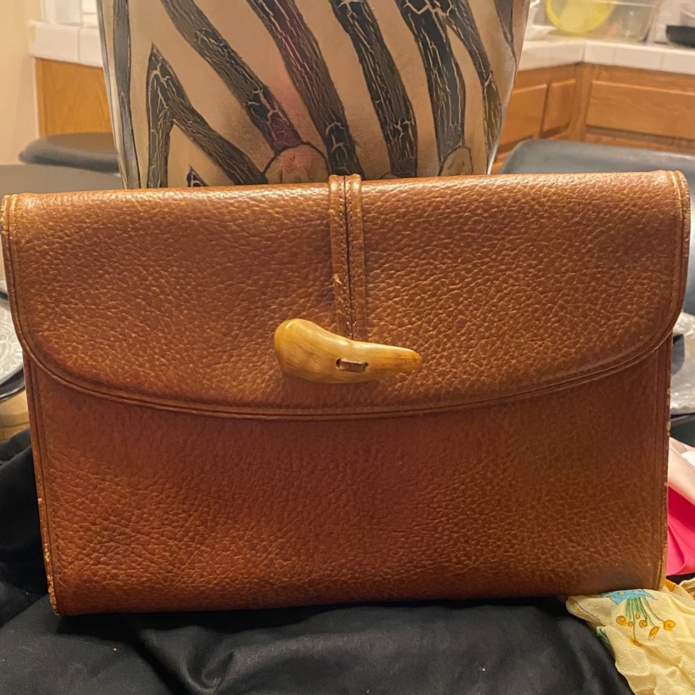 Yves Saint Laurent Rich Brown Leather Messenger Bag add a chain for crossbody